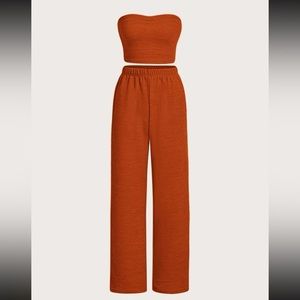 Burnt orange two piece outfit